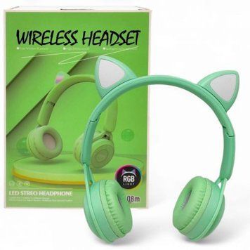 Уцінка. Навушники бездротові, підсвічування, Bluetooth, (САЛАТОВІ) Не працюють 276230 фото
