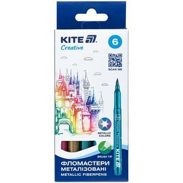 Фломастери-пензлики, набір 6шт, Kite Creative металізовані 259151 фото