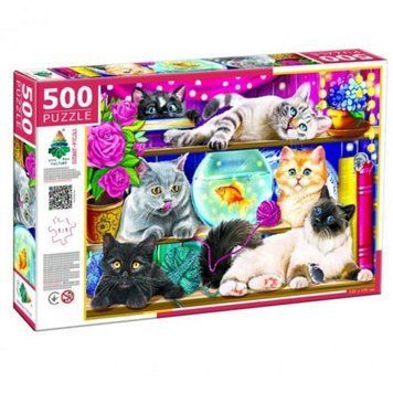 Пазли "Котики на полиці", 500 елементів, 47 х 33 см 250626 фото