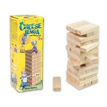 Настільна гра "Cheese Jenga" 48 брусків, міні (укр) 212655 фото