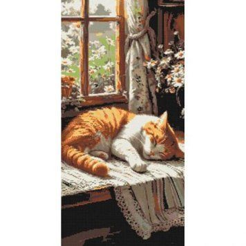 Уцінка. Алмазна мозаїка "Рудик котик" 40х80 см - Пошкоджена слюда 280261 фото