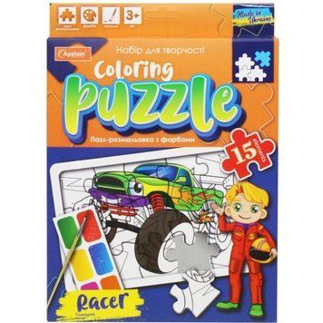 Пазл-розмальовка із фарбами "Coloring Puzzle: Гонщик" (укр) 202545 фото