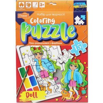 Пазл-розмальовка із фарбами "Coloring Puzzle: Лялька" (укр) 202546 фото